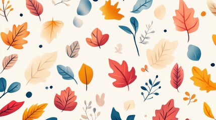 Obraz premium Colorful Autumn Leaves Seamless Pattern Background
