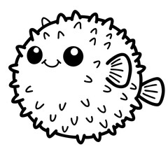 Cute Puffer fish ocean animal doodle 