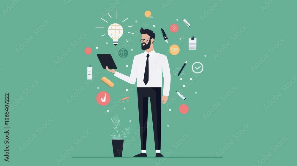 Poster a passionate teacher standing in front of a classroom of engaged students, using interactive tools t