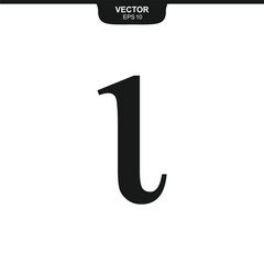 Iota lowercase symbol, third letter of the Greek alphabet, value of three, finance and mathematics symbol