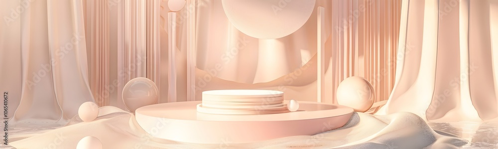 Poster background podium 3d product display stand platform abstract pastel light. stage podium 3d backgroun
