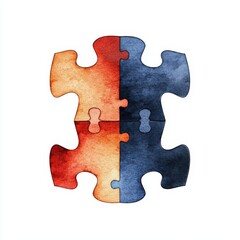 Obraz premium A beautiful watercolor puzzle piece in vibrant colors, symbolizing creativity and problem-solving.