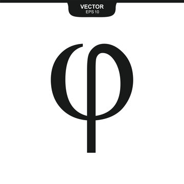 Phi lowercase symbol, third letter of the Greek alphabet, value of three, finance and mathematics symbol