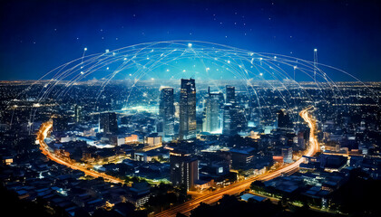 Fototapeta premium The Internet of Things (IOT) connects everyday objects to the web and enables data collection and automation, enhances efficiency, reducing costs and improving decision