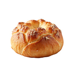 Freshly Baked Round Bread with Sesame Seeds Decoration