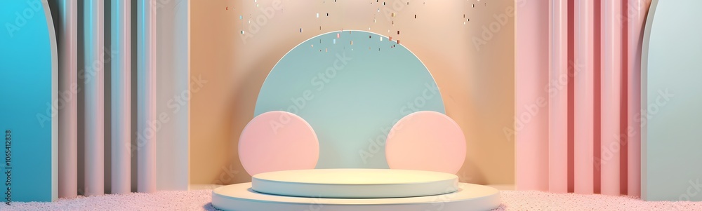 Poster background podium 3d product display stand platform abstract pastel light. stage podium 3d backgroun