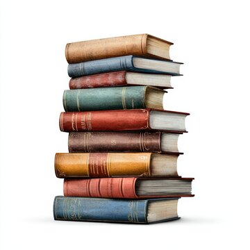 A colorful stack of vintage books showcasing a variety of textures and colors, perfect for educational and literary themes.