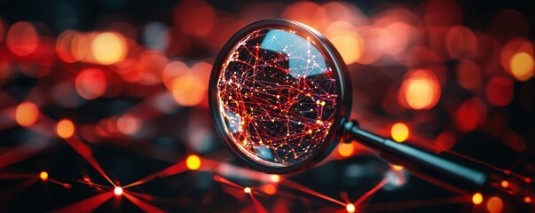 Utilizing a magnifying glass to identify top talent in human resources recruitment networks