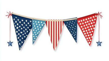 Fototapeta premium Patriotic Bunting Decoration with Stars: Perfect for Independence Day Celebrations