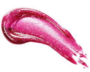 Pink Lip Gloss Swatch with Glitter Texture