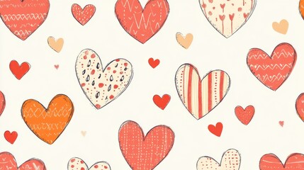 Romantic Heart Pattern: Red and Orange Hearts Design