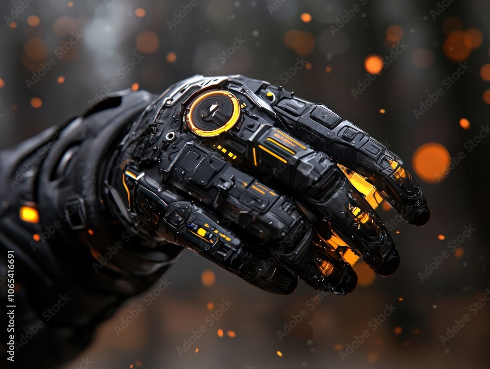 Poster explore the future of robotics with cutting-edge technology in advanced gloves