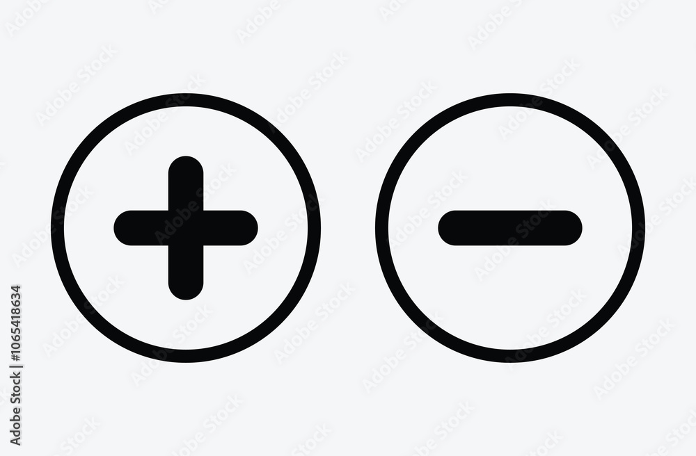 Aufkleber plus minus sign and symbol. plus and minus icon outline vector. add plus icon. plus minus icon set f