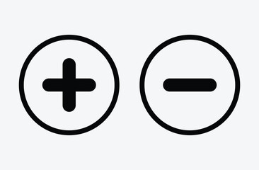 plus minus sign and symbol. Plus and minus icon outline vector. add plus icon. Plus Minus Icon set for web and mobile app. Vector illustration. Eps file 32.