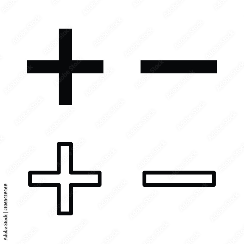 Poster plus and minus icon vector for web and mobile app. plus minus sign and symbol. plus, minus button is
