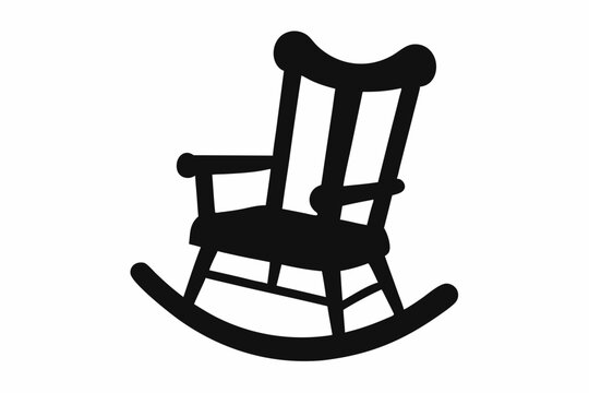 recommend clip art: Rocking chair silhouette on white background.