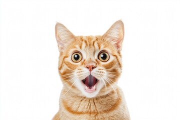 Obraz premium Surprised Orange Tabby Cat with Open Mouth