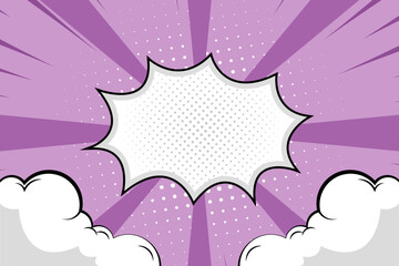 cloud purple manga style background halftone pop art retro