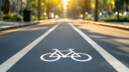 Obraz premium Urban residential area with bicycle path, familyfriendly community feel, daylight