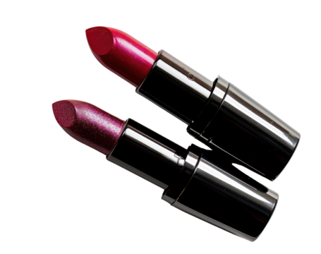 Two Lipsticks in Different Shades of Pink on White Background