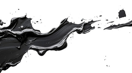 Abstract Black Ink Splash on White Background