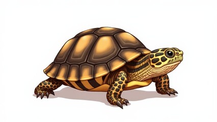 Obraz premium Baby box turtle illustration with intricate shell patterns, perfect for wildlife-themed visuals