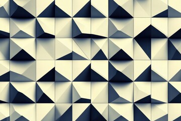 A sophisticated geometric seamless pattern with pyramids and triangles casting shadows, creating the illusion of a 3D surface, perfect for upscale home decor or modern product packaging