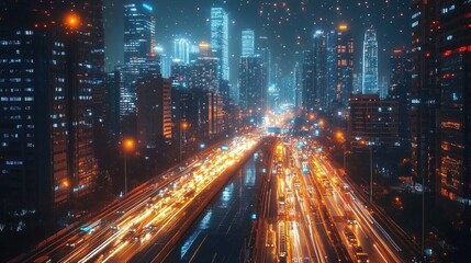 Obraz premium A futuristic cityscape with smart transportation systems