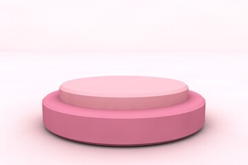 Minimalist blush pink podium with two circular platforms on a soft pastel background. Ideal for showcasing products, presentations, or digital mockups with a delicate, modern look.