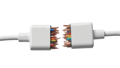 White electrical cable connectors with exposed wires