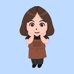 Cute chibi barista girl