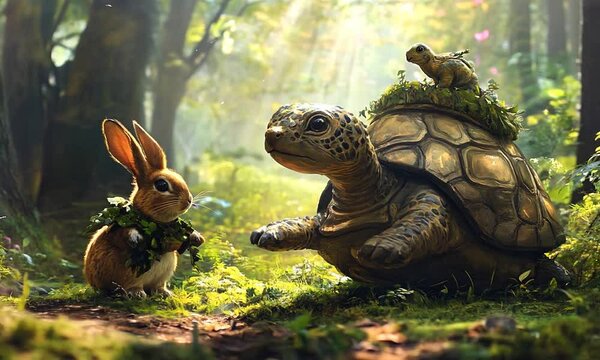 Tortoise wins the race, Tortoise and the Hare race concept