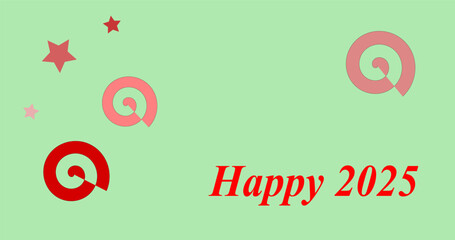 Happy 2025 message on green background