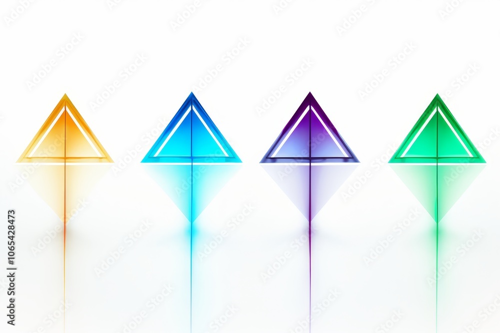 Poster vibrant isolated arrows illustrating dynamic movement in various directions with minimalist design
