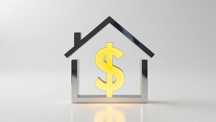 Obraz premium A glossy house icon with a golden dollar sign, symbolizing real estate investment and financial value.