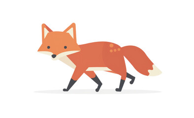 Obraz premium Cute flat illustrated fox walking in a playful manner