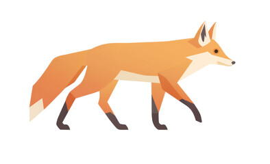 Cute fox walking in a flat illustration style