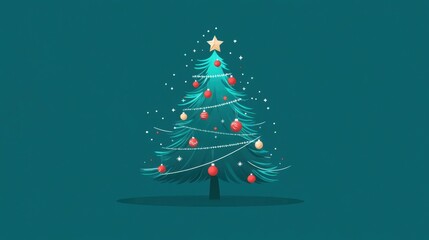 Classic Vintage Christmas Tree with Ornaments