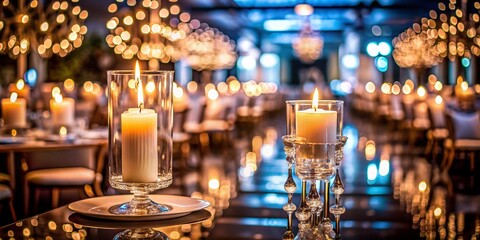 Elegant Ballroom Candle with Tilt-Shift Effect on Transparent Background for Romantic Decor, Wedding Decor, Event Lighting, and Home Aesthetics