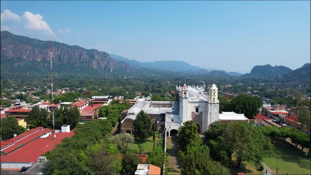 Aerial Drone View of Hern&aacute;n Cort&eacute;s Palace in Cuernavaca, Mexico