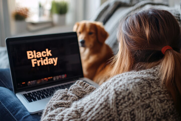 Woman Shopping Online from Home for Black Friday Deals