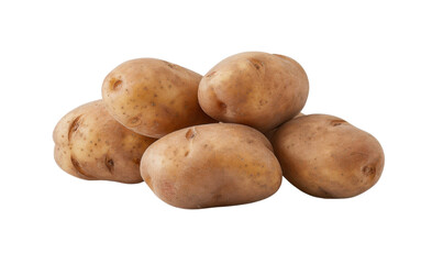 Five fresh potatoes stacked together