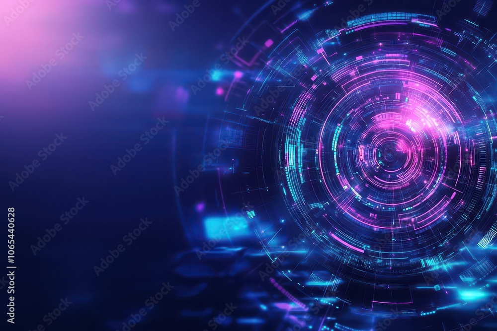 Aufkleber Cyber security interface, holographic data flows, abstract technology patterns