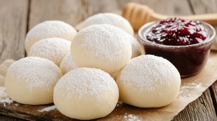 Fototapeta premium Traditional Jewish Kitchen Ingredients for Sufganiyot