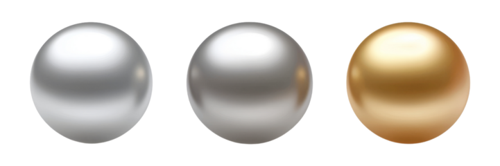 silver and gold sphere ball 3d render icon isolated on transparent background cutout
