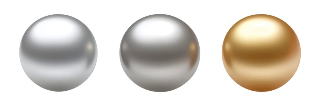 silver and gold sphere ball 3d render icon isolated on transparent background cutout