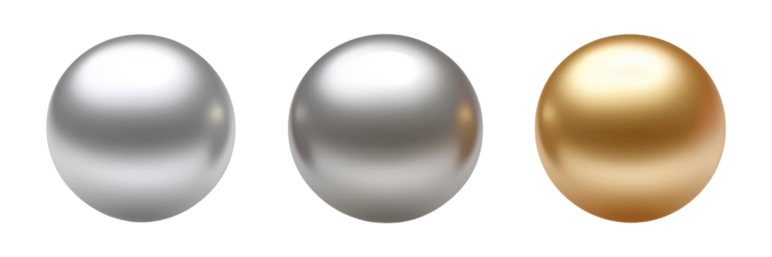silver and gold sphere ball 3d render icon isolated on transparent background cutout