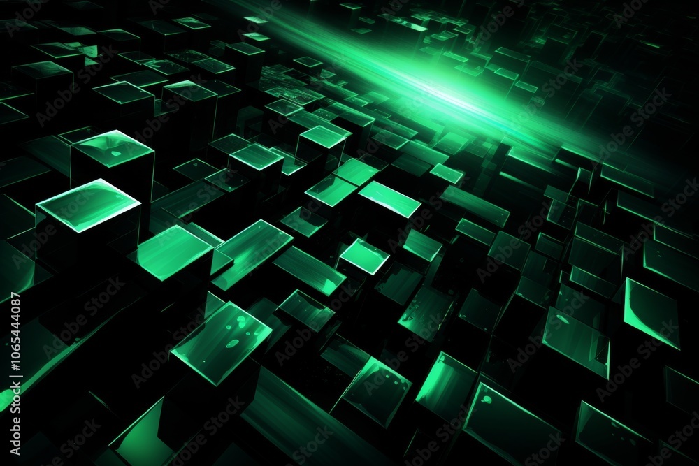 Aufkleber abstract composition of emerald geometric shapes with light shadows for depth and volume
