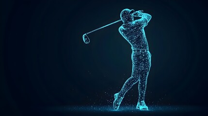 Glowing Golfer Hologram in Minimalist Sports Visualization