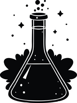 recommend clip art: Chemical glass tube, Chemical flask silhouette vector illustration